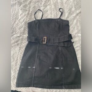 Black jean dress with belt